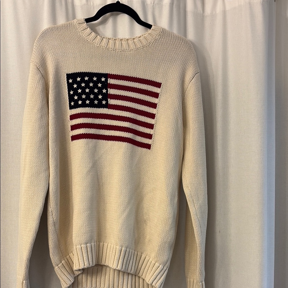 Brandy Melville Cream Sweater with American Flag
